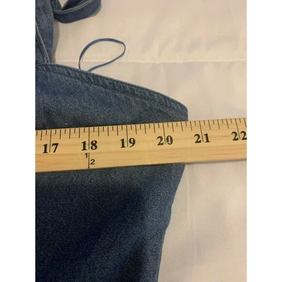 Audrey Park x Francesca's Maria Rosette Front Denim A Line Mini Dress New XL - Picture 11 of 12